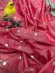 DESIGNER BANARASI CRUSH SEQUENCE EMBROIDERY WORK SAREE WITH UNSTITCHED BLOUSE PARTY WEAR WHOLESALE PRICE ETHNIC GARMENT (17)