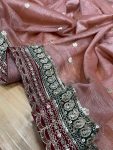 DESIGNER BANARASI CRUSH SEQUENCE EMBROIDERY WORK SAREE WITH UNSTITCHED BLOUSE PARTY WEAR WHOLESALE PRICE ETHNIC GARMENT (6)