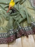 DESIGNER BANARASI CRUSH SEQUENCE EMBROIDERY WORK SAREE WITH UNSTITCHED BLOUSE PARTY WEAR WHOLESALE PRICE ETHNIC GARMENT (12)