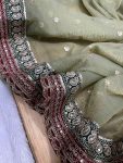 DESIGNER BANARASI CRUSH SEQUENCE EMBROIDERY WORK SAREE WITH UNSTITCHED BLOUSE PARTY WEAR WHOLESALE PRICE ETHNIC GARMENT (12)