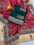 DESIGNER BANARASI CRUSH SEQUENCE EMBROIDERY WORK SAREE WITH UNSTITCHED BLOUSE RANI
