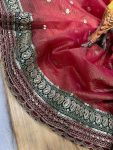 DESIGNER BANARASI CRUSH SEQUENCE EMBROIDERY WORK SAREE WITH UNSTITCHED BLOUSE PARTY WEAR WHOLESALE PRICE ETHNIC GARMENT (17)