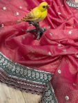 DESIGNER BANARASI CRUSH SEQUENCE EMBROIDERY WORK SAREE WITH UNSTITCHED BLOUSE PARTY WEAR WHOLESALE PRICE ETHNIC GARMENT (17)