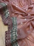 DESIGNER BANARASI CRUSH SEQUENCE EMBROIDERY WORK SAREE WITH UNSTITCHED BLOUSE PARTY WEAR WHOLESALE PRICE ETHNIC GARMENT (6)