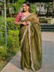 DESIGNER CANDY CRUSH SEQUENCE EMBROIDERY CONTRAST PALLU WORK SAREE WITH UNSTITCHED BLOUSE PARTY WEAR WHOLESALE PRICE ETHNIC GARMENT(13)