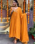 DESIGNER CHANDERI SILK EMBROIDERY WORK TOP BOTTOM WITH DUPATTA PARTY WEAR WHOLESALE PRICE ETHNIC GARMENT (3)