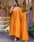 DESIGNER CHANDERI SILK EMBROIDERY WORK TOP BOTTOM WITH DUPATTA PARTY WEAR WHOLESALE PRICE ETHNIC GARMENT (3)