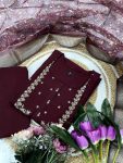 DESIGNER CHANDERI SILK SEQUENCE EMBROIDERY WORK TOP BOTTOM WITH DUPATTA PARTY WEAR WHOLESALE PRICE ETHNIC GARMENT (5)