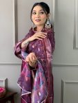 DESIGNER CHANDERI SILK SEQUENCE EMBROIDERY WORK TOP BOTTOM WITH DUPATTA PARTY WEAR WHOLESALE PRICE ETHNIC GARMENT (5)