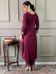 DESIGNER CHANDERI SILK SEQUENCE EMBROIDERY WORK TOP BOTTOM WITH DUPATTA PARTY WEAR WHOLESALE PRICE ETHNIC GARMENT (5)