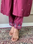 DESIGNER CHANDERI SILK SEQUENCE EMBROIDERY WORK TOP BOTTOM WITH DUPATTA PARTY WEAR WHOLESALE PRICE ETHNIC GARMENT (5)