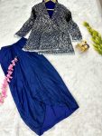 DESIGNER CHINON CREPE LINING AND ORIGINAL MIRROR LACE WORK TOP WITH DRAPE SKIRT FESTIVE WEAR WHOLESALE PRICE ETHNIC GARMENT (15)