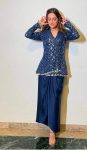 DESIGNER CHINON CREPE LINING AND ORIGINAL MIRROR LACE WORK TOP WITH DRAPE SKIRT FESTIVE WEAR WHOLESALE PRICE ETHNIC GARMENT (15)