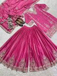 DESIGNER CHINON EMBROIDERY CODING SEQUENCE WORK TOP PALAZZO WITH DUPATTA PARTY WEAR WHOLESALE PRICE ETHNIC GARMENT (4)