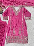 DESIGNER CHINON EMBROIDERY CODING SEQUENCE WORK TOP PALAZZO WITH DUPATTA PARTY WEAR WHOLESALE PRICE ETHNIC GARMENT (4)