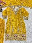 DESIGNER CHINON EMBROIDERY CODING SEQUENCE WORK TOP PALAZZO WITH DUPATTA PARTY WEAR WHOLESALE PRICE ETHNIC GARMENT (7)