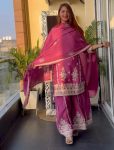 DESIGNER CHINON EMBROIDERY CODING SEQUENCE WORK TOP PALAZZO WITH DUPATTA PARTY WEAR WHOLESALE PRICE ETHNIC GARMENT (4)