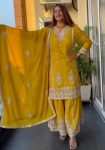 DESIGNER CHINON EMBROIDERY CODING SEQUENCE WORK TOP PALAZZO WITH DUPATTA PARTY WEAR WHOLESALE PRICE ETHNIC GARMENT (7)