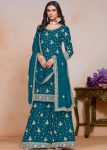 DESIGNER CHINON EMBROIDERY SEQUENCE WORK FULL STITCHED TOP SHARARA WITH DUPATTA FESTIVE WEAR WHOLESALE PRICE ETHNIC GARMENT (18)