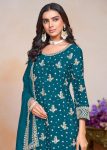 DESIGNER CHINON EMBROIDERY SEQUENCE WORK FULL STITCHED TOP SHARARA WITH DUPATTA FESTIVE WEAR WHOLESALE PRICE ETHNIC GARMENT (18)
