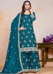DESIGNER CHINON EMBROIDERY SEQUENCE WORK FULL STITCHED TOP SHARARA WITH DUPATTA FESTIVE WEAR WHOLESALE PRICE ETHNIC GARMENT (18)