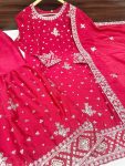 DESIGNER CHINON EMBROIDERY SEQUENCE WORK FULL STITCHED TOP SHARARA WITH DUPATTA FESTIVE WEAR WHOLESALE PRICE ETHNIC GARMENT (10)