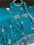 DESIGNER CHINON EMBROIDERY SEQUENCE WORK FULL STITCHED TOP SHARARA WITH DUPATTA FESTIVE WEAR WHOLESALE PRICE ETHNIC GARMENT (18)