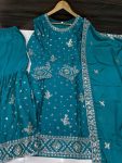 DESIGNER CHINON EMBROIDERY SEQUENCE WORK FULL STITCHED TOP SHARARA WITH DUPATTA FESTIVE WEAR WHOLESALE PRICE ETHNIC GARMENT (18)