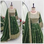 DESIGNER CHINON EMBROIDERY SEQUENCE WORK GOWN BOTTOM WITH DUPATTA PARTY WEAR WHOLESALE PRICE ETHNIC GARMENT (3)
