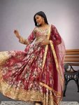 DESIGNER CHINON EMBROIDERY SEQUENCE WORK GOWN BOTTOM WITRH DUPATTA PARTY WEAR WHOLESALE PRICE ETHNIC GARMENT (3)