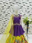 DESIGNER CHINON EMBROIDERY SEQUENCE WORK KID’S KEDIYA STYLE TOP LEHENGA WITH DUPATTA WEDDING WEAR WHOLESALE PRICE ETHNIC GARMENT (8)