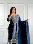 DESIGNER CHINON EMBROIDERY SEQUENCE WORK TOP BOTTOM WITH DUPATTA PARTY WEAR WHOLESALE PRICE ETHNIC GARMENT (4)