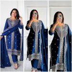 DESIGNER CHINON EMBROIDERY SEQUENCE WORK TOP BOTTOM WITH DUPATTA PARTY WEAR WHOLESALE PRICE ETHNIC GARMENT (4)