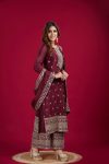 DESIGNER CHINON EMBROIDERY SEQUENCE WORK TOP PALAZZO WITH DUPATTA PARTY WEAR WHOLESALE PRICE ETHNIC GARMENT (26)