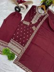 DESIGNER CHINON EMBROIDERY SEQUENCE WORK TOP PALAZZO WITH DUPATTA PARTY WEAR WHOLESALE PRICE ETHNIC GARMENT (26)