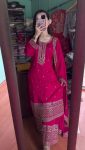 DESIGNER CHINON EMBROIDERY SEQUENCE WORK TOP PALAZZO WITH DUPATTA PARTY WEAR WHOLESALE PRICE ETHNIC GARMENT (36)