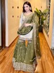 DESIGNER CHINON EMBROIDERY SEQUENCE WORK TOP SHARARA WITH DUPATTA FESTIVE WEAR WHOLESALE PRICE ETHNIC GARMENT (3)