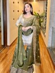 DESIGNER CHINON EMBROIDERY SEQUENCE WORK TOP SHARARA WITH DUPATTA FESTIVE WEAR WHOLESALE PRICE ETHNIC GARMENT (3)