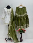 DESIGNER CHINON EMBROIDERY SEQUENCE WORK TOP SHARARA WITH DUPATTA FESTIVE WEAR WHOLESALE PRICE ETHNIC GARMENT (3)