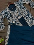 DESIGNER CHINON EMBROIDERY WORK DRAPE SKIRT FULLY STITCHED BLOUSE WITH KOTI PARTY WEAR WHOLESALE PRICE ETHNIC GARMENT (1)