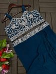 DESIGNER CHINON EMBROIDERY WORK DRAPE SKIRT FULLY STITCHED BLOUSE WITH KOTI PARTY WEAR WHOLESALE PRICE ETHNIC GARMENT (1)