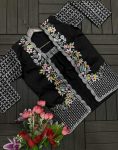DESIGNER CHINON EMBROIDERY WORK DRAPE SKIRT WITH ATTACHED DUPATTA AND STITCHED BLOUSE AND KOTI PARTY WEAR WHOLESALE PRICE ETHNIC GARMENT (6)