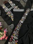 DESIGNER CHINON EMBROIDERY WORK DRAPE SKIRT WITH ATTACHED DUPATTA AND STITCHED BLOUSE AND KOTI PARTY WEAR WHOLESALE PRICE ETHNIC GARMENT (6)