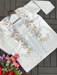 DESIGNER CHINON EMBROIDERY WORK DRAPE SKIRT WITH ATTACHED DUPATTA AND STITCHED BLOUSE AND KOTI PARTY WEAR WHOLESALE PRICE ETHNIC GARMENT (4)