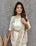 DESIGNER CHINON EMBROIDERY WORK DRAPE SKIRT WITH ATTACHED DUPATTA AND STITCHED BLOUSE AND KOTI PARTY WEAR WHOLESALE PRICE ETHNIC GARMENT (4)