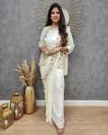 DESIGNER CHINON EMBROIDERY WORK DRAPE SKIRT WITH ATTACHED DUPATTA AND STITCHED BLOUSE AND KOTI PARTY WEAR WHOLESALE PRICE ETHNIC GARMENT (4)