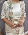 DESIGNER CHINON EMBROIDERY WORK DRAPE SKIRT WITH ATTACHED DUPATTA AND STITCHED BLOUSE AND KOTI PARTY WEAR WHOLESALE PRICE ETHNIC GARMENT (4)