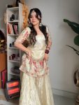 DESIGNER CHINON EMBROIDREY SEQUENCE WORK TOP GHARARA WITH DUPATTA PARTY WEAR WHOLESALE PRICE ETHNIC GARMENT (6)