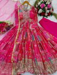 DESIGNER CHINON SILK DIGITAL PRINTED AND EMBROIDERY SEQUENCE WORK GOWN BOTTOM WITH DUPATTA WEDDING WEAR WHOLESALE PRICE ETHNIC GARMENT (3)