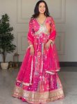 DESIGNER CHINON SILK DIGITAL PRINTED AND EMBROIDERY SEQUENCE WORK GOWN BOTTOM WITH DUPATTA WEDDING WEAR WHOLESALE PRICE ETHNIC GARMENT (3)